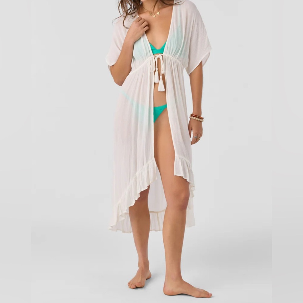O'Neill White Swim  Tie Front Cover Up